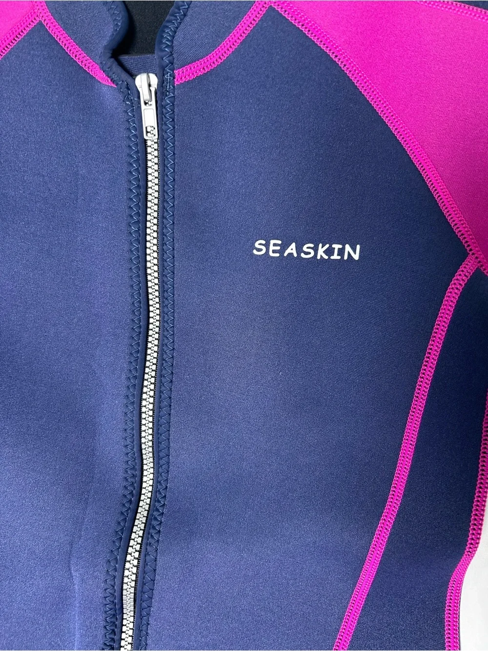 Seaskin Kids Short Sleeve Wetsuit - Navy & Pink girl’s size 10